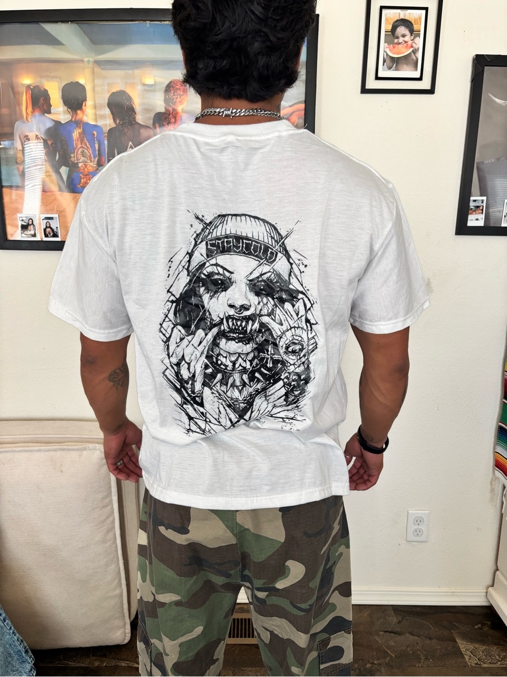 White Short-Sleeve Graphic Back Print Tee